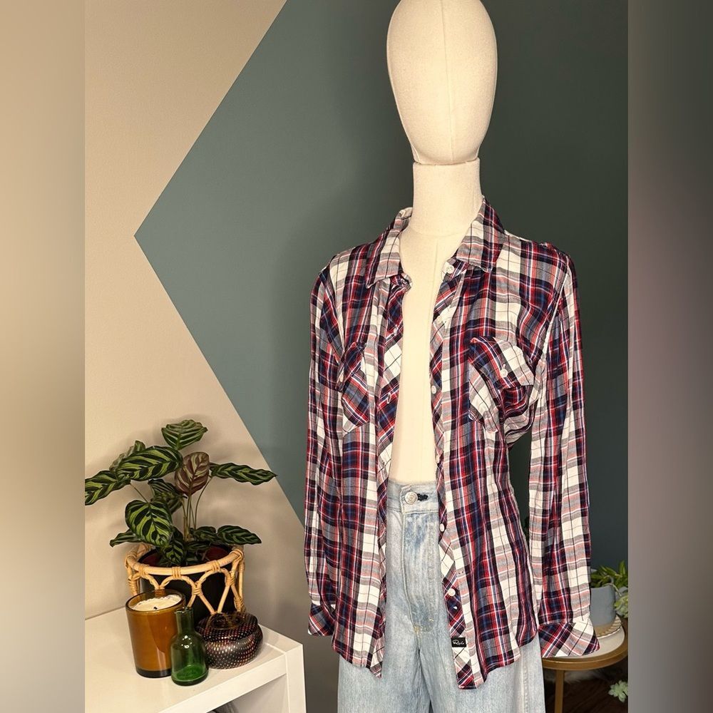 Rails Carmen Plaid Button Down Shirt - Long Sleeve, Soft Rayon, Size Small - Picture 5 of 12
